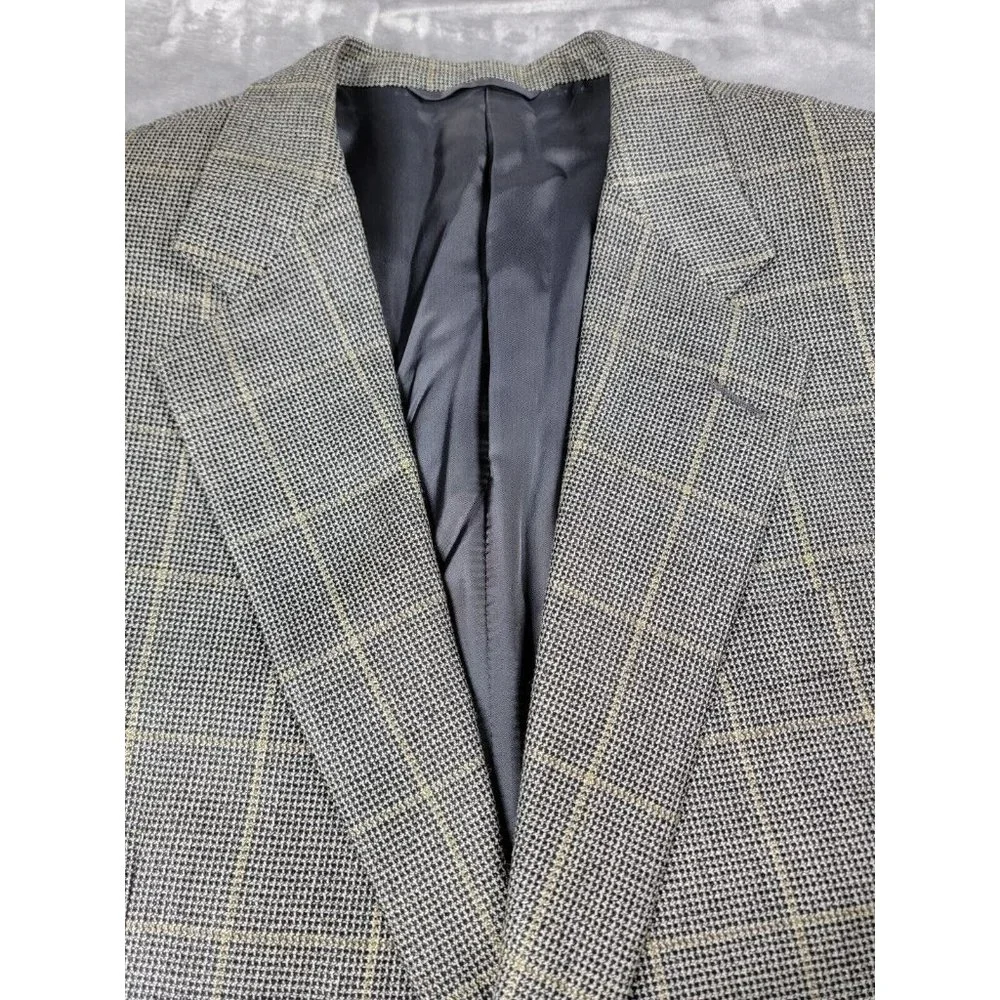 HICKEY FREEMAN 42L Canterbury Blazer Sport Coat‎ Windowpane Blazer Silk Wool